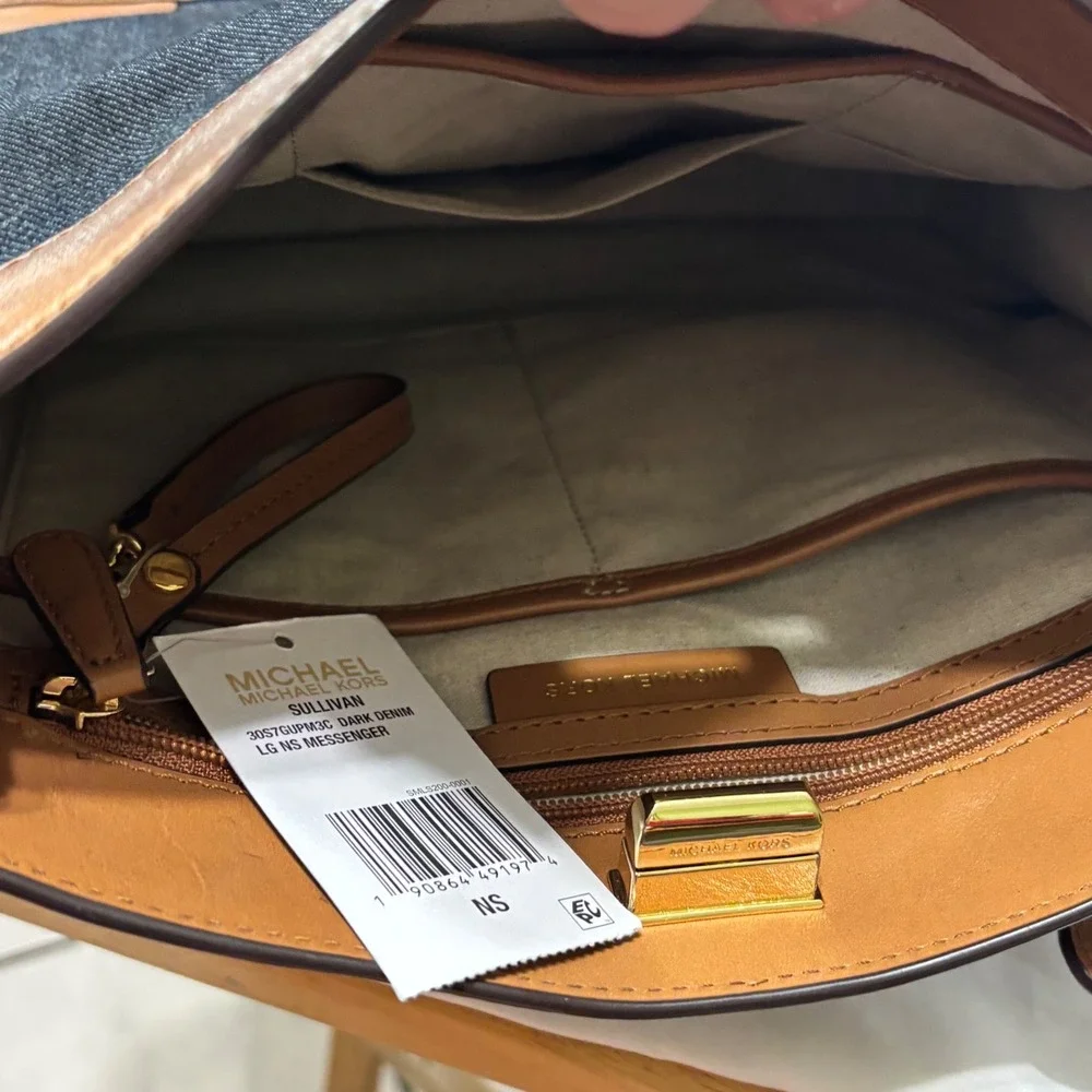 Michael Kors Sullivan Messenger Women L Dark Denim Leather Crossbody